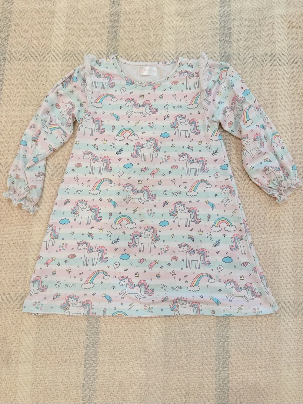 Cecil & Lou Pastel Unicorn Rainbow Knit Long Sleeve Dress - Size 5